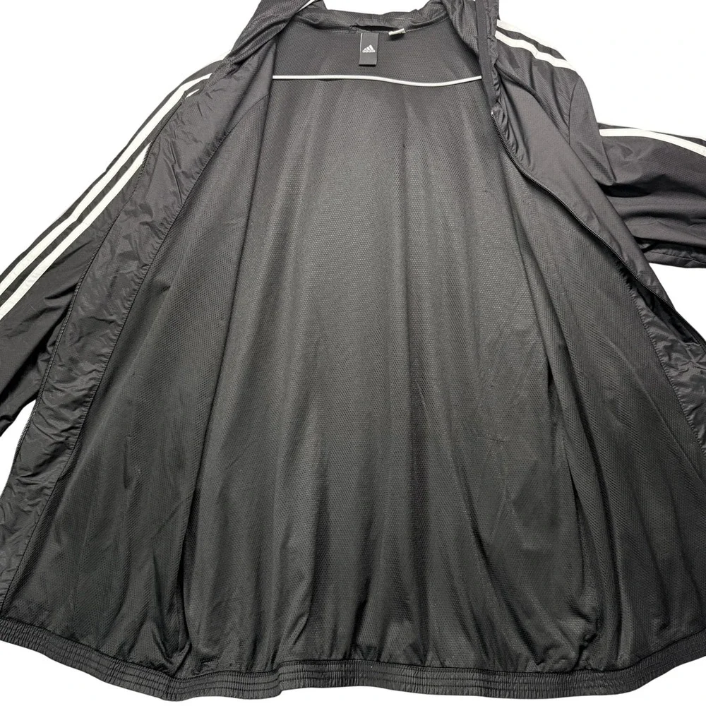 Adidas3-Stripe Hooded Full Zip Windbreaker Gorpcore Streetwear Monochrome‎ Y2K